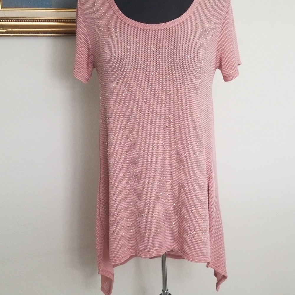 Knit Top with Iridescent Stones